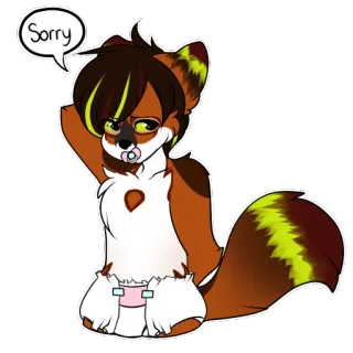 😞 194d47d1 Sorry 兽迷, 道歉, 尿布, 幼儿化, 可爱, 拟人化, 狐狸 whatsapp sticker