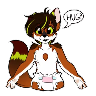 👐 ed083375 HUG? 兽人, 狐狸, 拥抱, 拟人, 卡通, 尿布, 可爱 whatsapp sticker