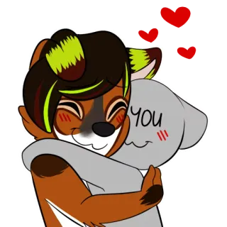 😍 0de3fc8f You фурри, объятие, любовь, дружба, сердце, милый, мультфильм telegram sticker