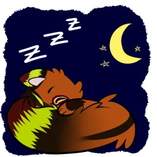 😴 6b5bd4b3 zzz сон, спать, ночь, луна, звезды, животное, лиса telegram sticker