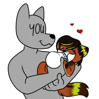 🍴 8be74e4c you Мультфильм, Животное, Любовь, Персонаж, Добродушный, Милый, Цифровое искусство, Иллюстрация telegram sticker