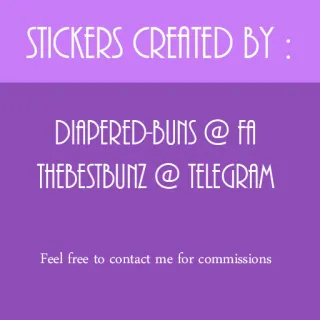 🤙 aea4f679 STICKERS CREATED BY :
DIAPERED-BUNS @ fff
THEBESTBUNZ @ TELEGRAM
Feel free to contact me for commissions стикеры, комиссии, telegram, имя пользователя telegram sticker