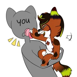 😝 c3bdf547 you малыш, кормление, мультфильм, антропоморфный, лиса, бутылка, наклейка telegram sticker