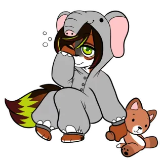 😴 c4348a36 Фурри, Слон, Пижама, Милый, Животное, Мультфильм telegram sticker