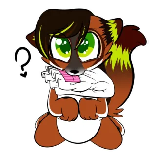 🤒 cbeab688 Мультфильм, Животное, Лиса, Вопросительный знак, В замешательстве, Стикер telegram sticker