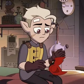 🪄 f52025c7 Hunter The Owl House cartoon, animated, boy, bird, sad telegram sticker