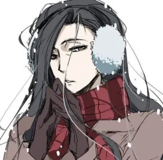 😒 31e80224 Anime, Musim Dingin, Penutup Telinga, Salju, Syal, Potret, Ilustrasi whatsapp sticker