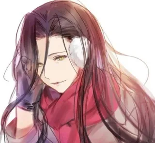 🥰 9ff3886e Anime, Penutup telinga, Syal, Rambut panjang, Musim dingin, Karakter whatsapp sticker