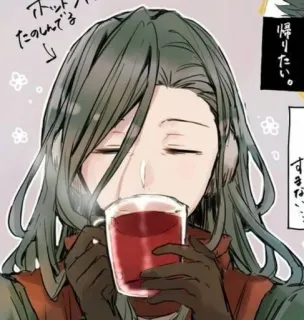 🌬 e8d1aa59 ホットココア たのんでる cokelat panas, kopi, anime, kartun, minum, cangkir, Jepang whatsapp sticker