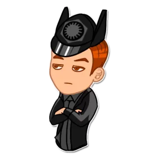 😐 f65e9275 Dessin animé, Personnage, Casque, Sérieux, Personne telegram sticker