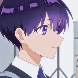 👾 7e0a81df anime, menino, cabelo roxo, retrato, mangá telegram sticker