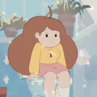 🥯 32c0ab6f kreskówka, dziewczyna, pszczoła, żółty sweter, słodkie, siedząca, kawaii telegram sticker