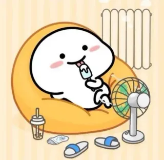 ✨ 12c21e43 cartoon, character, summer, ice cream, relaxing, cute, fan, chill telegram sticker