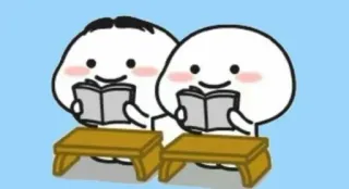 ✨ 385b63a6 reading, studying, cute, cartoon, books, desk, happy telegram sticker