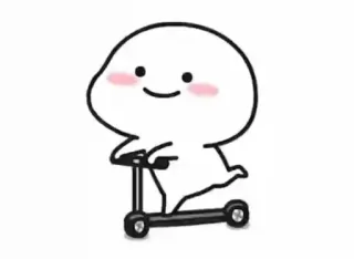 ✨ a91d9953 cartoon, scooter, cute, character, white, blush telegram sticker