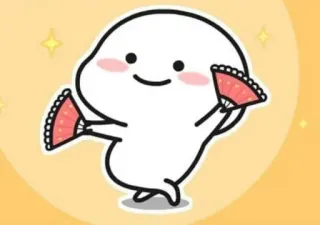 ✨ d36e6ba8 cute, cartoon, dancing, fan, happy, celebration telegram sticker