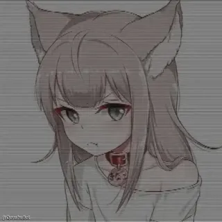 🗿 9e0508a9 @QonshuBot anime girl, cat ears, collar, manga, cartoon telegram sticker