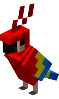 🦜 b0f9f4fd Papagei, Vogel, Rot, Blau, Würfel, Pixelkunst, Minecraft telegram sticker