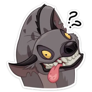 ❓ 34452a7e Shenzi The Lion King 土狼, 卡通, 迪士尼, 桑吉, 问题 telegram sticker