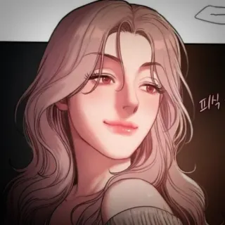 👙 6282e713 피식 vrouw, glimlach, portret, kunst, illustratie telegram sticker