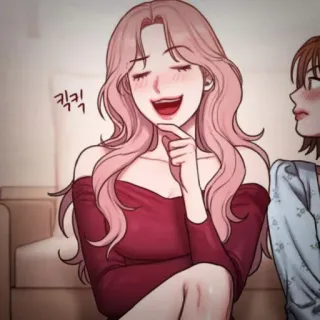 👙 63decea7 킥킥 vrouw, cartoon, illustratie, Koreaans telegram sticker