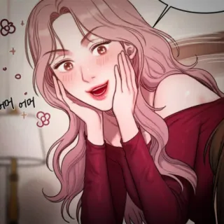 👙 d4e0b2b5 어머 어머 vrouw, schattig, blozen, Koreaans, karakter, vrouwelijk telegram sticker