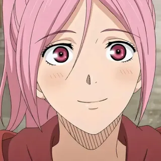 ☺️ bf1b7029 アニメ, 女の子, ピンク髪, 笑顔 telegram sticker