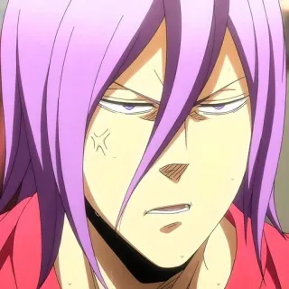 😤 d97444e1 Murasakibara Atsushi Kuroko's Basketball アニメ, バスケットボール, 紫髪, 怒り, マンガ telegram sticker