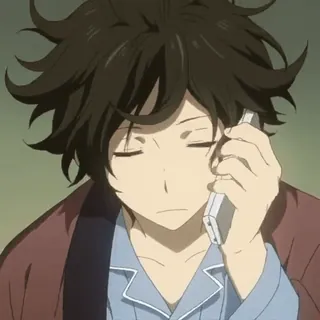 💭 523ca01d anime, karakter, telepon, mengantuk, anak laki-laki telegram sticker