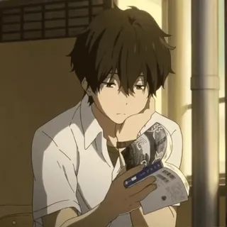 ☕️ 557fc2d1 Anime, Anak laki-laki, Karakter, Berpikir, Monokrom telegram sticker