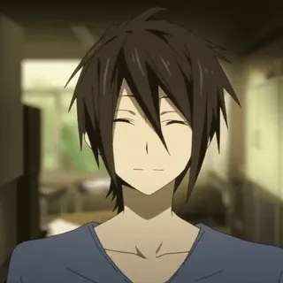 ☕️ 6a00c153 Anime, Pria, Berambut cokelat, Tersenyum, Karakter telegram sticker