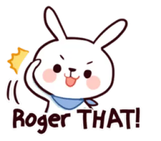 😜 1cb4bc0f Roger THAT! coelho, entendido, acordo, ok, fofo, animal, desenho animado telegram sticker