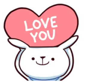 ❤ 3e0979c0 LOVE YOU amor, fofo, coração, coelho, dia dos namorados, animal, cumprimento, afeição telegram sticker