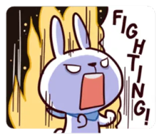 😡 88a3bdfc FIGHTING! coelho, luta, bravo, desenho animado, motivação telegram sticker