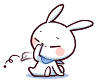 😌 9733ff1e coelho, fofo, adesivo, desenho animado, triste, chorando, animal, branco telegram sticker