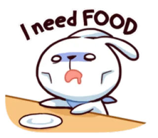 🤤 a8f36bfa I need food comida, fome, coelho, desenho animado, adesivo, precisar, pedido telegram sticker