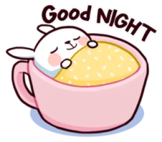😴 abf12b0d Good NIGHT boa noite, dormir, coelho, xícara, kawaii, fofo telegram sticker
