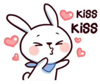😘 d8c6c474 kiss kiss coelho, beijo, coração, amor, animal, fofo telegram sticker