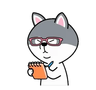 ✍ fb492a48 anjing, hewan, kacamata, buku catatan, menulis, kartun telegram sticker