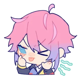 😠 80813981 Anime, Mignon, Langue, Cheveux roses, Doigt telegram sticker