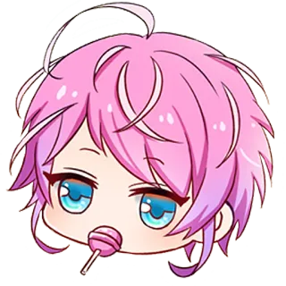 🍭 27ea4072 Anime, Chibi, Różowe włosy, Lizak, Słodki telegram sticker