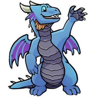 🤗 f4a76bf8 dragão, desenho animado, animal, fantasia, fofo, azul, réptil telegram sticker