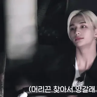 🫥 351817c7 머리끈 찾아서 양갈래 Coreano, Testo, Persona, Uomo telegram sticker