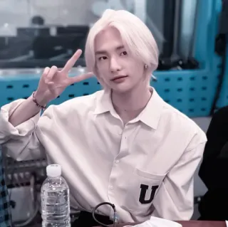 💗 19960de9 homem, símbolo da paz, K-pop, Hyunjin, celebridade telegram sticker