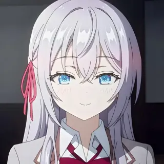 ☺️ 17ee9cdb Anime, Cô gái, Dễ thương, Cười, Mắt Xanh, Tóc Trắng telegram sticker