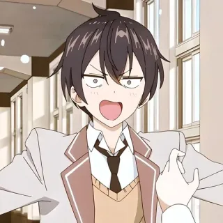 😀 25c35892 Anime, Trường học, Con trai, Tức giận, Tuổi trẻ telegram sticker