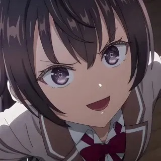😀 3b57871f Anime, Cô gái, Đồng phục học sinh, Cận cảnh, Nhìn lên, Biểu cảm telegram sticker