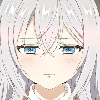 😞 e019a043 Anime, Cô Gái, Buồn, Khóc, Tóc Dài, Tóc Trắng telegram sticker