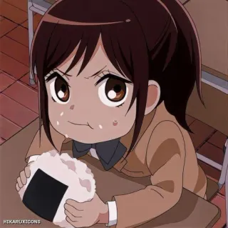 🍙 338012e5 Anime, schoolmeisje, onigiri, eten, cartoon, meisje, lunch telegram sticker