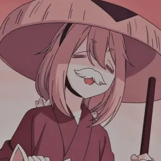 🌞 7458c84b Anime, Meisje, Hoed, Grappig, Tong telegram sticker